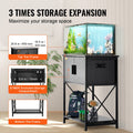 Aquarium Stand 20 Gallon Fish Tank Steel MDF Black Storage Cabinet