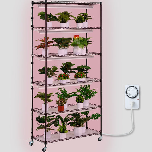 Plant Stand with Grow Light 6 Tiers 180W 180 cm Indoor Plant Grow Shelf