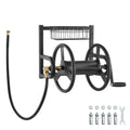 Wall Mounted Garden Hose Reel 125ft 5/8 in Metal Hose Reel with Basket
