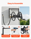 Wall Mounted Garden Hose Reel 125ft 5/8in Metal Basket