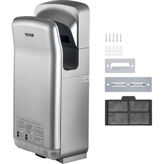 Jet Hand Dryer Automatic High Speed Silver Washroom 1800W