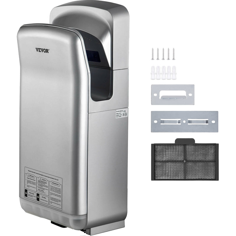 Jet Hand Dryer Automatic High Speed Silver Washroom 1800W