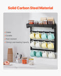 Coffee Mug Holder Wall Mount 12 Hooks Shelf Storage Rack