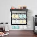 Coffee Mug Holder Wall Mount 12 Hooks Shelf Storage Rack