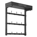 Coffee Mug Holder Wall Mount 12 Hooks Shelf Storage Rack