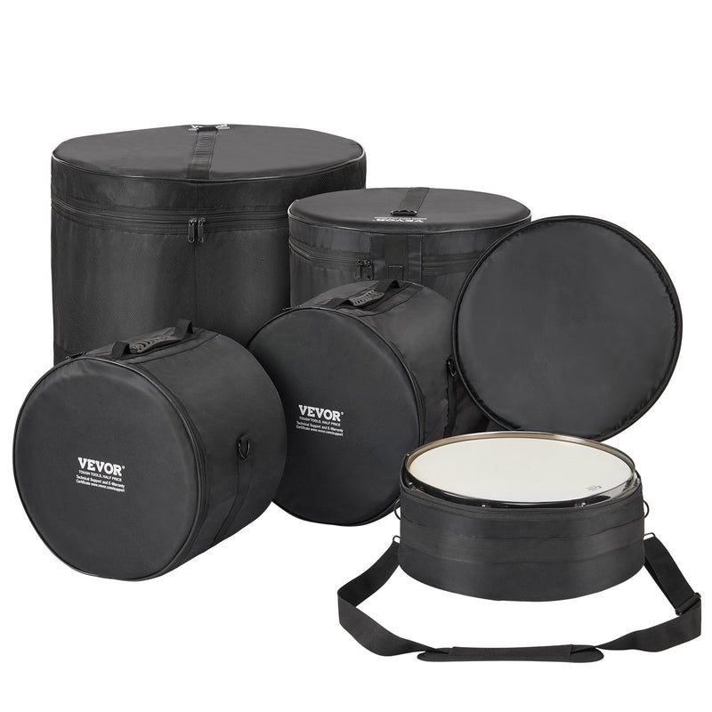 5-Piece Drum Bag Set 1680D Oxford Padded 55cm Kick 30cm Tom