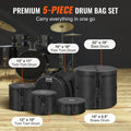 5-Piece Drum Bag Set 1680D Oxford Padded 55cm Kick 30cm Tom