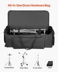 Drum Hardware Bag with Wheels 1680D Carry Case Black