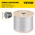 304 Stainless Steel Wire Rope 4.8mm 7x19 76m Reel