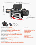 Electric Winch 4500kg 12V DC Steel Rope Wireless Remote IP55