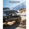 Electric Winch, 5400 kg Load Capacity, 12V DC Truck Winch with Φ9.1 mm x 24 m Steel Rope, Wireless & Wired Remote Control, IP55 Waterproof for Towing SUV Jeep Trailer Boat Off-Road Vehicle