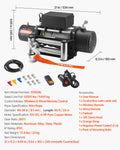 Electric Winch 5400kg 12V DC Steel Rope Wireless Remote IP55
