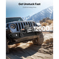 Electric Winch, 5400 kg Load Capacity, 12V DC Truck Winch with Φ9.1 mm x 26 m Steel Rope, Wireless & Wired Remote Control, Suitable for Towing SUV Jeep Trailer Boat Off-Road Vehicle