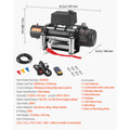 Electric Winch, 5400 kg Load Capacity, 12V DC Truck Winch with Φ9.1 mm x 26 m Steel Rope, Wireless & Wired Remote Control, Suitable for Towing SUV Jeep Trailer Boat Off-Road Vehicle