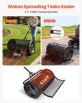Compost Spreader 91cm Peat Moss Roller 4 Height Adjustable Steel