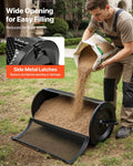 Compost Spreader 91cm Peat Moss Roller 4 Height Adjustable Steel