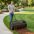 Compost Spreader 91cm Peat Moss Roller 4 Height Adjustable Steel