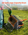 Compost Spreader 24in Peat Moss Roller 3 Height Adjust Steel