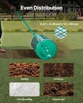 Compost Spreader 24in Wide Grass Seed Peat Moss Roller Adjustable
