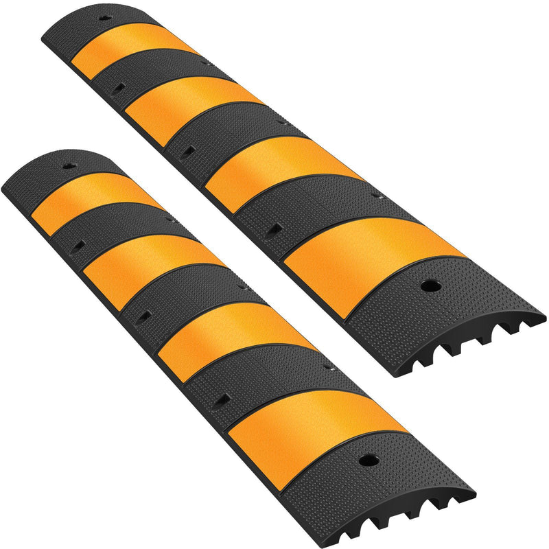 2x 6Ft Rubber Speed Bump Cable Protector Ramp 185x31x5.5cm