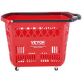 6PC 39L Shopping Basket Trolley Red Wheels Handles Portable