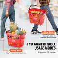 6PC 39L Shopping Basket Trolley Red Wheels Handles Portable