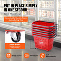 6PC 39L Shopping Basket Trolley Red Wheels Handles Portable