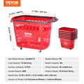 6PC 39L Shopping Basket Trolley Red Wheels Handles Portable