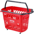 6PC 39L Shopping Basket Trolley Red Wheels Handles Portable