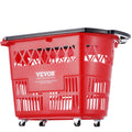 6PC 39L Shopping Basket Trolley Red Wheels Handles Portable