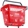 6PC 39L Shopping Basket Trolley Red Wheels Handles Portable