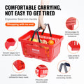 Plastic Shopping Basket 24L Red Set of 12 Retail Grocery