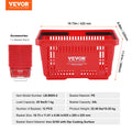 Plastic Shopping Basket 24L Red Set of 12 Retail Grocery