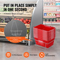 Shopping Basket Set 12 21L Red Plastic Grocery Metal Handle Retail