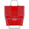 Shopping Basket Set 12 21L Red Plastic Grocery Metal Handle Retail