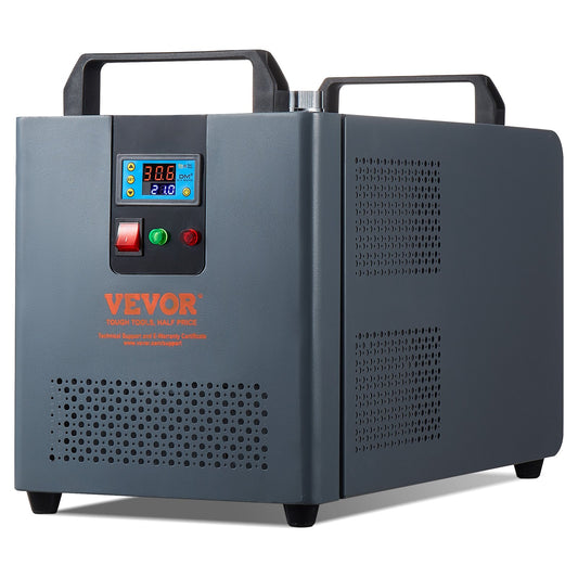 Industrial Water Chiller, KH-6000, 200W Industrial Water Cooler Cooling System with Compressor 12 L Water Tank Capacity 7.8 L/min Max Flow Rate, for CO2 Laser Engraving Machine Cooling Machine