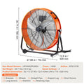 Drum Fan 24 Inch High Velocity Industrial Use 3-Speed Timer for Warehouse