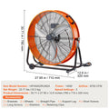 Drum Fan 24 Inch High Velocity Industrial Use 3-Speed 8600CFM for Warehouse