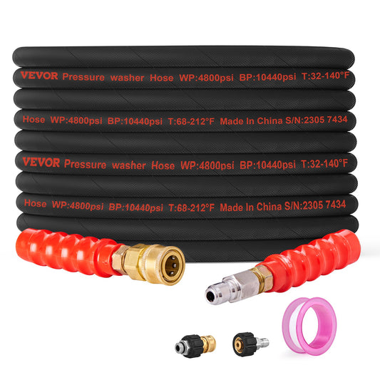 Pressure Washer Hose 100FT 3/8" 4800 PSI Kink Free Heavy Duty