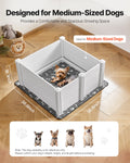 Whelping Box 980x980mm Plastic Puppies Playpen Adjustable Door Pee Pad