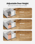 Whelping Box 980x980mm Plastic Puppies Playpen Adjustable Door Pee Pad