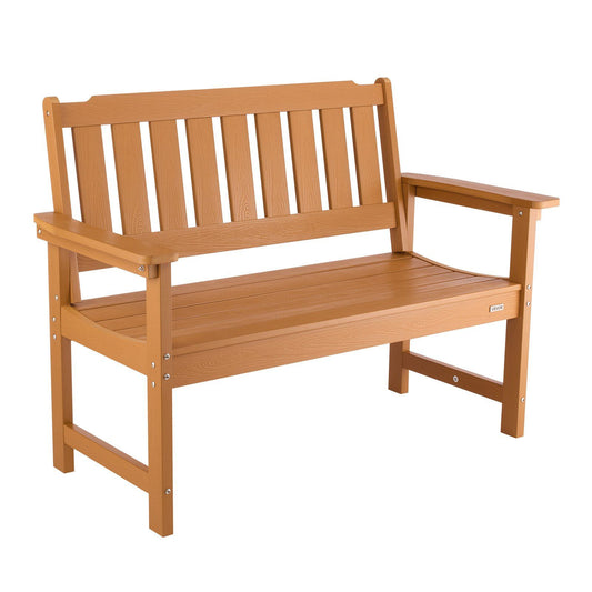 Outdoor Bench 128cm Weatherproof 363kg Capacity Wood Backrest