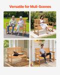 Outdoor Bench 128cm Weatherproof 363kg Capacity Wood Backrest