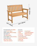 Outdoor Bench 128cm Weatherproof 363kg Capacity Wood Backrest