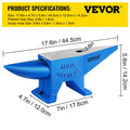 Single Horn Anvil 44Lbs Steel Blacksmith Forge Tool Round Square Hole