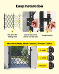 Folding Security Gate 1100x1310mm Lockable Retractable Steel