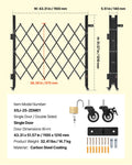 Folding Security Gate 1100x1310mm Lockable Retractable Steel