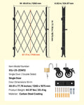 Folding Security Gate 1260x1975mm Lockable Scissor Steel Retractable