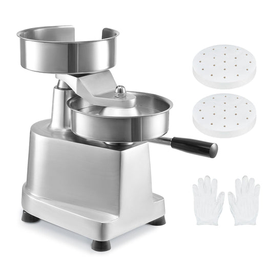 Commercial Burger Patty Maker, 150mm Hamburger Beef Patty Maker, Heavy Duty Food-Grade Stainless Steel Bowl Burger Press Machine, Kitchen Meat Forming Processor with 1000 Pcs Patty Papers