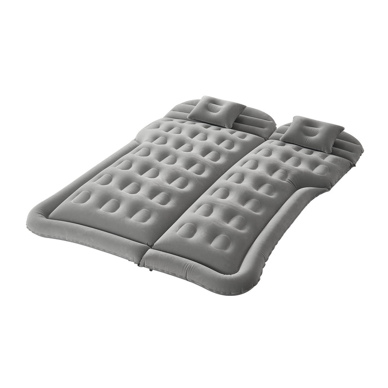 Car Air Mattress Inflatable Camping Bed Grey Flocking with Pump